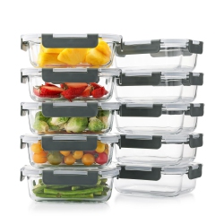 CUISELECT 10 Pack 22 OZ Glass Meal Prep Containers With Lids, Reusable Glass Food Storage Containers With Lids, Leak Pro