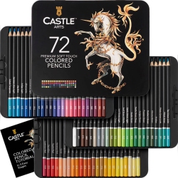 CASTLE ART SUPPLIES 72 Colored Pencils Set | Quality Soft Core Colored Leads for Adult Artists, Professionals And Colori