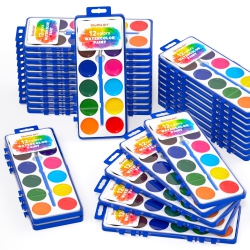 SHUTTLE ART 12 Colors Watercolor Paint Set Bulk, Pack Of 30, Watercolor Paint Set With Paint Brushes for Kids And Adults