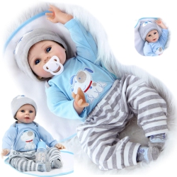 ZIYIUI 22 Inches 55 Cm Reborn Baby Dolls Boy Soft Silicone Vinyl Handmade Lifelike Cheap Newborn Eyes Open Reborn Babies