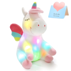 ATHOINSU Light Up Unicorn Soft Plush Toy Led Stuffed Animals With Colorful Night Lights Glowing Birthday Valentine's Day