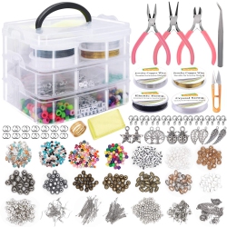 EUTENGHAO Jewelry Making Supplies Kit Includes Assorted Beads, Jewelry Charms Findings, Pearl, Spacer Beads Wire Cord Plier