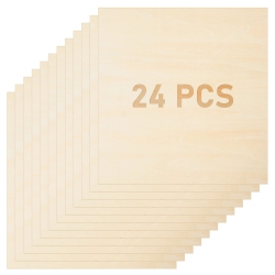 TESION 24 Pieces Basswood Sheets, 12 X 12 X 1/8 Inches Thin Balsa Wood Sheets Square Unfinished Plywood for Crafts, Painting, H
