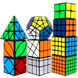 AITEY Speed Cube Set, Cube Bundle 2X2 3X3 4X4 5X5 Pyramid Megaminx Skew Mirror Ivy Windmill Sticker Magic Cube Collectio