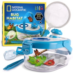 BLUE MARBLE National Geographic Bug Catcher Kit for Kids - Insect Habitat With Magnified Viewer, Catcher, Tweezers & Learning Guide