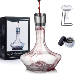 NEW PACIFIC YOUYAH Youyah Iceberg Wine Decanter Set With Aerator Filter, Drying Stand And Cleaning Beads, Red Wine Carafe, Wine Aerator, Wine G