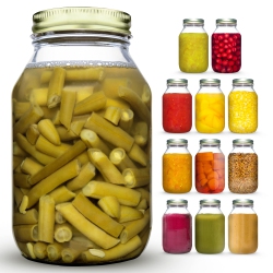 EHOMEA2Z Mason Jars 32 OZ With Lids Regular Mouth (12 Pack) Preserving Spices, Storage, Meal Prep, Overnight Oats, Dry Food