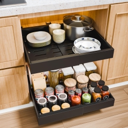 JGEUYER Pull Out Cabinet Organizer Expandable 12.6-20.5" Heavy Duty Adjustable Slide Out Drawer for Kitchen Cabinets Pot