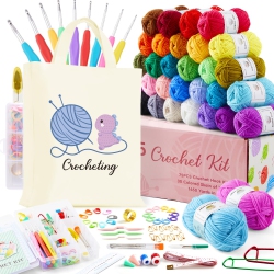 INSCRAFT Crochet Kit for Beginners Adults, 30 Acrylic Yarn Skeins 1650 Yards Yarn, 105 PCs Crochet Kit With Hooks Yarn S