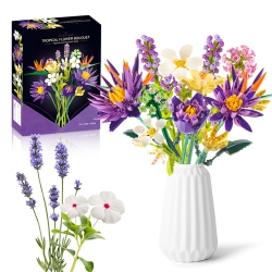 GOSTOCK Flower Bouquet Building Blocks Set, 13 Artificial Botanical Collection Flowers Building Block Kits, Birds Of Paradise Fl