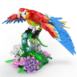VZIIMO Parrot Floral Building Set, Moc Flower And Parrot Collectible Table Art Kit, Creator 2 In 1 Animals Bird Ideas Gi