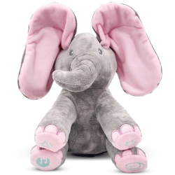DIMPLE Peek A Boo Elephant Toy, Interactive Singing Stuffed Elephant Plush With Moving Ears, Musical Stuffed Animal For