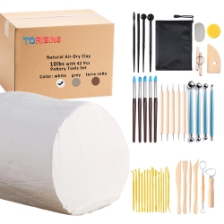 TORISING Air Dry Clay 10 Lbs With 42 PCs Set Pottery Tools Set, All Purpose Modeling Clay for Hand Modeling And Throwing