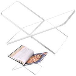 DECORANY Acrylic Book Stand 11 X 7 X 6 In Large Open Book Display Stand for Cookbook Art Book Bible Guest Book - Coffee