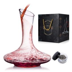 SHIGOO Boporea Wine Decanter, Red Wine Carafe, Wine Aerator, 100% Hand Blown Lead-Free Crystal Glass With Cleaning Beads, Wine Deca