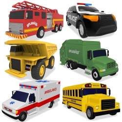 SPLASHEZ 6 Pack Combo Cars Emergency Vehicles, Mold Free Bath Toys for Kids And Toddlers, No Mold Bath Toys, No Hole For