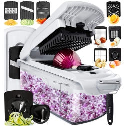FULLSTAR Vegetable Chopper Cutter Mandoline Slicer Cheese Grater - Food Onion Salad Veggie Chopper With Container - French Fry Po