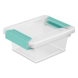 STERILITE Plastic Mini Clip Storage Box Container With Latching Lid, 24 Pack