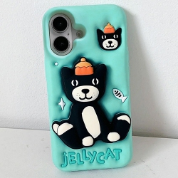 LUXURY AT LESS 3D Jelly Cat Silicone Kickstand Case for Iphone 16