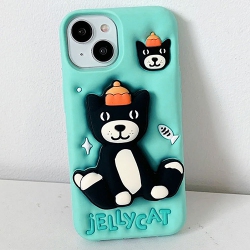 LUXURY AT LESS 3D Jelly Cat Silicone Kickstand Case for Iphone 13