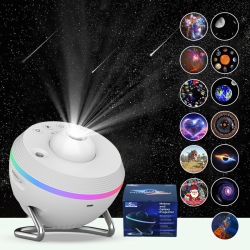 MYACUC Galaxy Projector Lamp, Starry Sky Projector Atmosphere Lamp, Meteor Focus Night Light \w 13 Film Slides, Suitable for Children's Birthday And