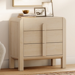 WAMPAT 3 Drawer Dresser for Bedroom, 31.5" W Mid Century Modern Wide Chest Of Drawer, Closet Dresser Tv Stand \w Curved Edge Handles for Bedroom