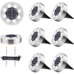 MYACUC 6PCs Solar Ground Lights, 8 Led Solar Light for Outdoor, Ip68 Waterproof Flat Landscape Lighting, Garden Disc Light for Patio Pathway Walkway