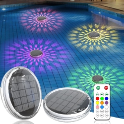 MYACUC 2PCs Solar Floating Pool Lights, Float Swimming Pool Lights With Remote Control, Solar Pool Light for Bathroom Bathtub Pool Party