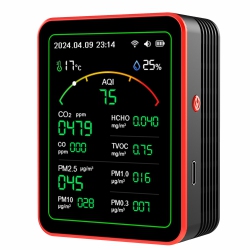 GREEN SCENIC Air Quality Monitor-10 Tests|Built-In Multiple High-Precision Sensors|2.8' Ultra-Clear Color Screen|Wi-Fi Smart Connection|Ultra-Long