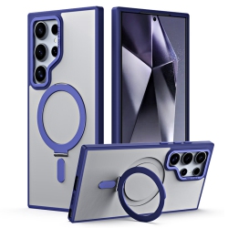 THE WAY New Model for Samsung Fulcrum Shell Magsafe Magnetic Frosted Anti-Fall Galaxy S25 Ultra Mobile Phone Case-Blue