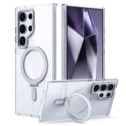 THE WAY New Samsung Fulcrum Shell Magsafe Magnetic Frosted Anti-Fall Galaxy S24 Ultra Mobile Phone Case-Transparent