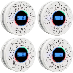 CHSSHA00 Smoke Detector Carbon Monoxide Detector Combo \w Digital Display And Sound Light Alarm, 2-In-1 Smoke & Co Alarm \w Battery Operated For