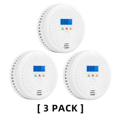 CHSSHA00 Digital Carbon Monoxide Detector Bold Alarm Alarm Sensor Visual Alarm Gas Alarm Sensor Gas Monitoring Monitor 3 Pack In White