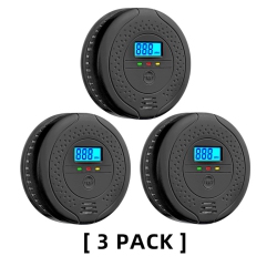 CHSSHA00 Digital Carbon Monoxide Detector Bold Alarm Alarm Sensor Visual Alarm Gas Alarm Sensor Gas Monitoring Monitor 3 Pack In Black