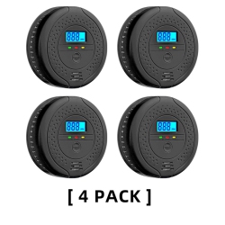 CHSSHA00 Digital Carbon Monoxide Detector Bold Alarm Alarm Sensor Visual Alarm Gas Alarm Sensor Gas Monitoring Monitor 4 Pack In Black