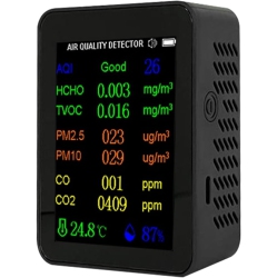 CHSSHA00 Air Quality Monitor Air Quality Meter 9In1 Pm2.5 Pm10 Co Co2 Tvoc Hcho Temperature And Humidity Tester Color Screen Carbon Dioxide Detector