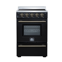 FORNO Loiano 24 Inch Freestanding Electric Range In Black, Canada Version, Plug And Cord Included