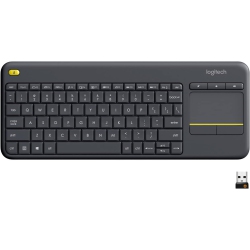 Logitech K400 Plus Wireless Touch TV Keyboard \w Easy Media Control and Built-in Touchpad, HTPC Keyboard for PC-connected TV, Windows, Android, Chrome OS, Laptop, Tablet -