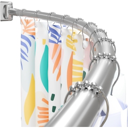DYHOME Curved Shower Curtain Rod 33-76 Inches Adjustable Curved Shower Rod, Stainless Steel, Need to Drill