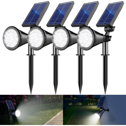MYACUC 4PCs Solar Spot Lights Outdoor, 18 Leds Adjustable Solar Lights Outdoor Waterproof, Solar Powered Spotlights Landscape Lighting for Garden Yard