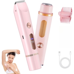 MYACUC 2 In 1 Bikini Trimmer for Women, Dual Head Electric Shaver \w Led Display, Wet & Dry Use Body Hair Razors And Facial Hair Remover for Bikini