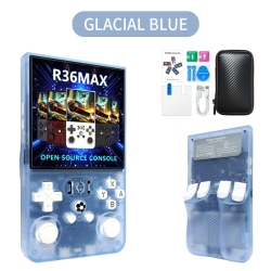 THE WAY R36 Max Handheld Game Console, 128G Game Console, Built-In 30000+ Games, Support 30+ Emulators, Linux System, 4.0-Inch Ips Screen-Glacier