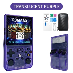 THE WAY R36 Max Handheld Game Console, 128G Game Console, Built-In 30000+ Games, Support 30+ Simulators, Linux System, 4.0-Inch Ips Screen-Purple