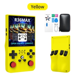 THE WAY R36 Max Handheld Game Console, 128G Game Console, Built-In 30000+ Games, Support 30+ Emulators, Linux System, 4.0-Inch Ips Screen-Yellow