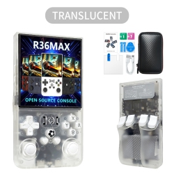 THE WAY R36 Max Handheld Game Console, 128G Game Console, Built-In 30000+ Games, Support 30+ Simulators, Linux System, 4.0-Inch Ips Screen-Transparent