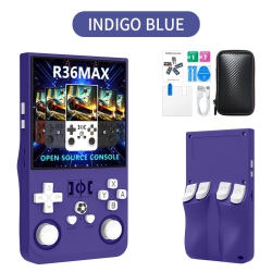 THE WAY R36 Max Handheld Game Console, 128G Game Console, Built-In 30000+ Games, Support 30+ Simulators, Linux System, 4.0-Inch Ips Screen-Indigo