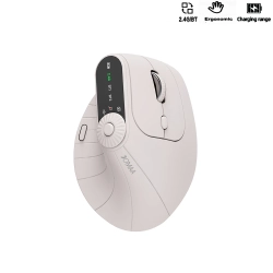 THE WAY Four-Way Scroll Wheel Jomaa 2.4G Bluetooth Wireless Vertical Mouse Ergonomic Rechargeable Multi-Device Mouse Office-Beige