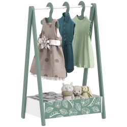 QABA Kids Clothing Rack With Storage Shelf, Star Theme Kids Dress Up Rack With Hangers, Child Garment Hanger for Nursery Room, Living Room, Playroom