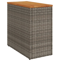 VIDAXL Garden Side Table With Wooden Top 58X27.5X55 Cm Poly Rattan In Grey