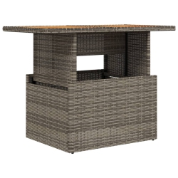VIDAXL Garden Table 100X55X73 Cm Poly Rattan And Acacia Wood In Grey